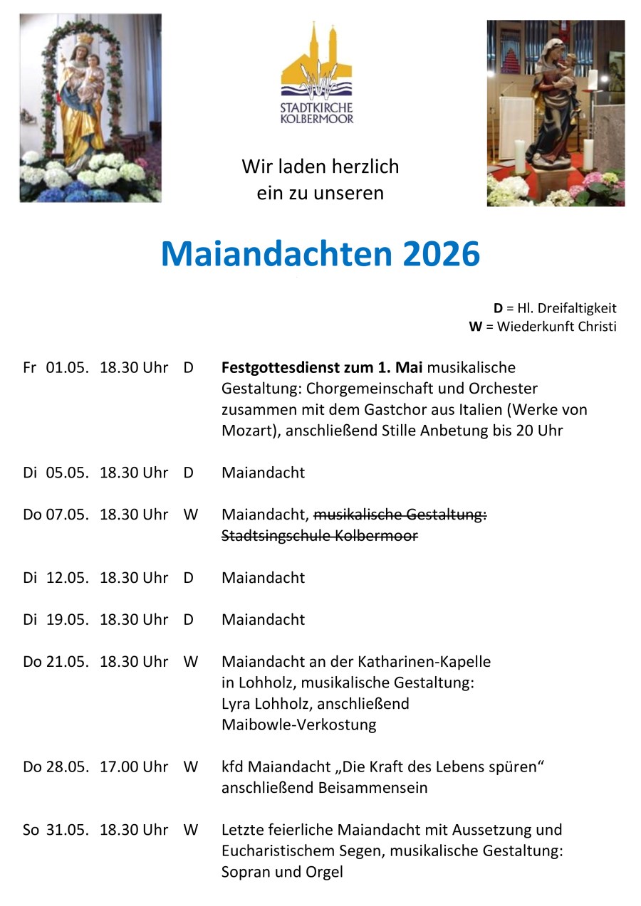 Einladungen zu unseren Maiandachten