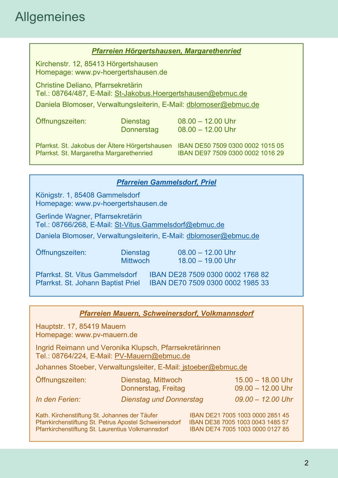 Pfarrblatt für die Pfarrverbände Hörgertshausen-Gammelsdorf und Mauern 04.Mai bis 07.Juni 2026 Seite 02