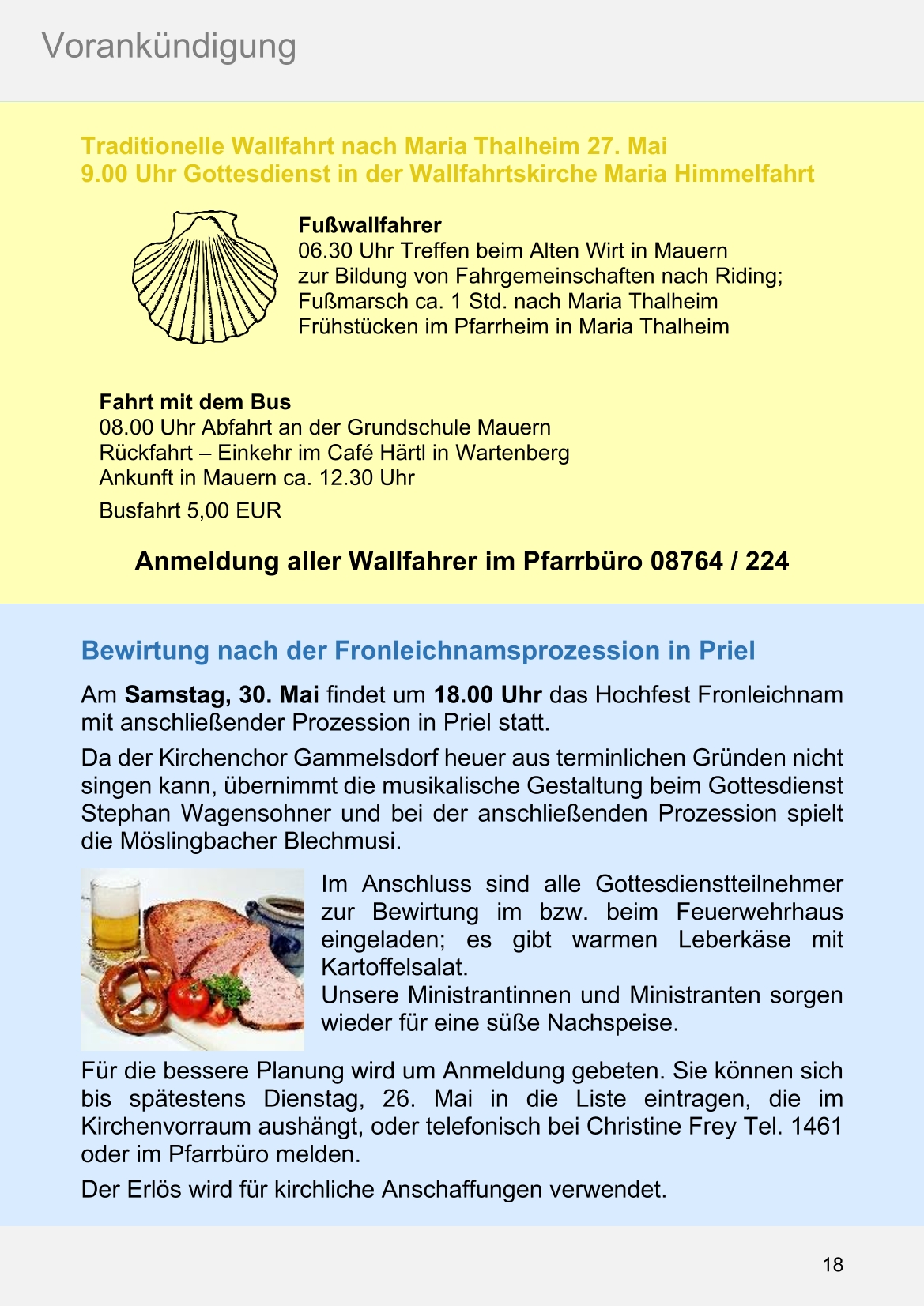 Pfarrblatt für die Pfarrverbände Hörgertshausen-Gammelsdorf und Mauern 04.Mai bis 07.Juni 2026 Seite 18