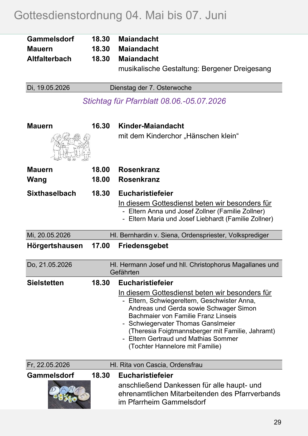 Pfarrblatt für die Pfarrverbände Hörgertshausen-Gammelsdorf und Mauern 04.Mai bis 07.Juni 2026 Seite 29