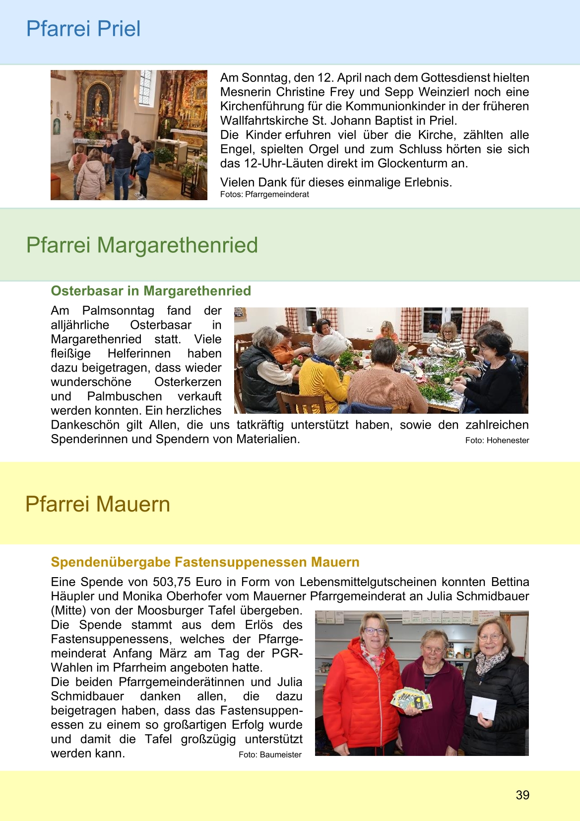 Pfarrblatt für die Pfarrverbände Hörgertshausen-Gammelsdorf und Mauern 04.Mai bis 07.Juni 2026 Seite 39
