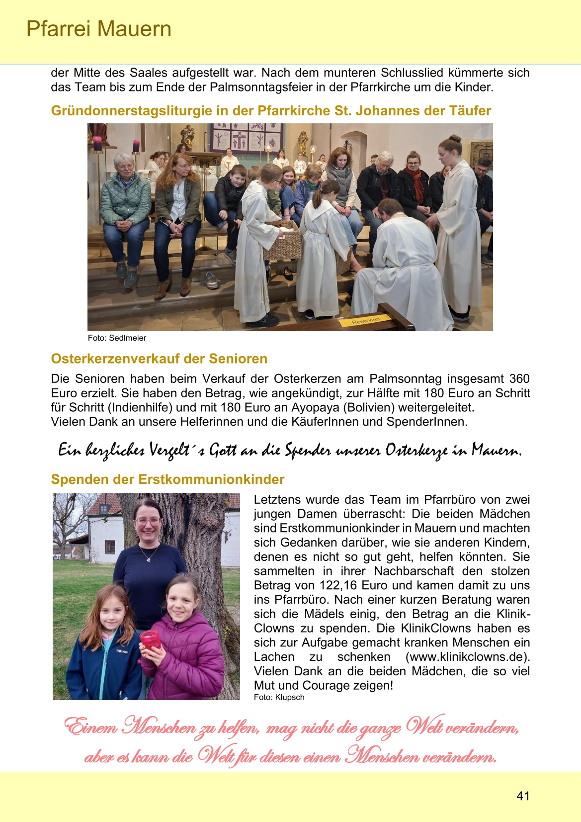 Pfarrblatt für die Pfarrverbände Hörgertshausen-Gammelsdorf und Mauern 04.Mai bis 07.Juni 2026 Seite 41