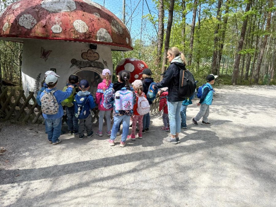 Kinder sind vor Pilz versammelt
