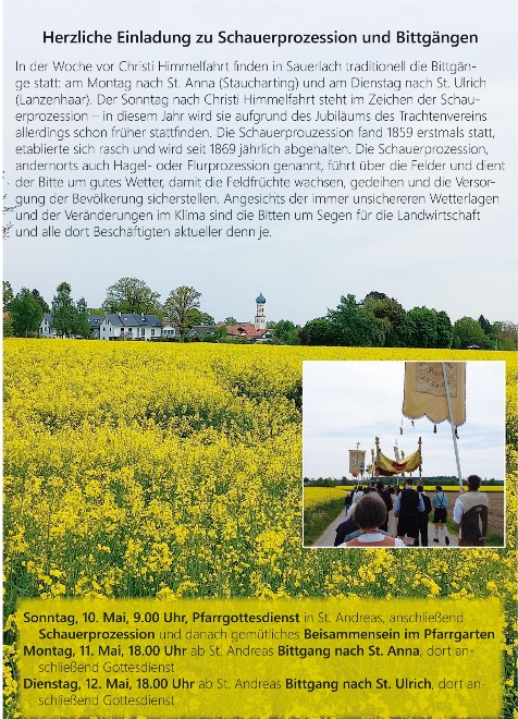 Einladung zur Schauerprozession und zu den Bittgängen