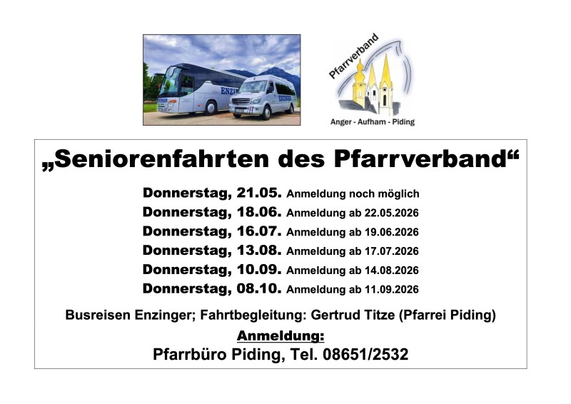 Seniorenfahrten des Pfarrverband 2026