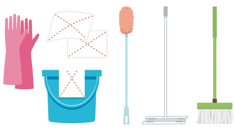gloves-bucket-mop-broom-utensils
