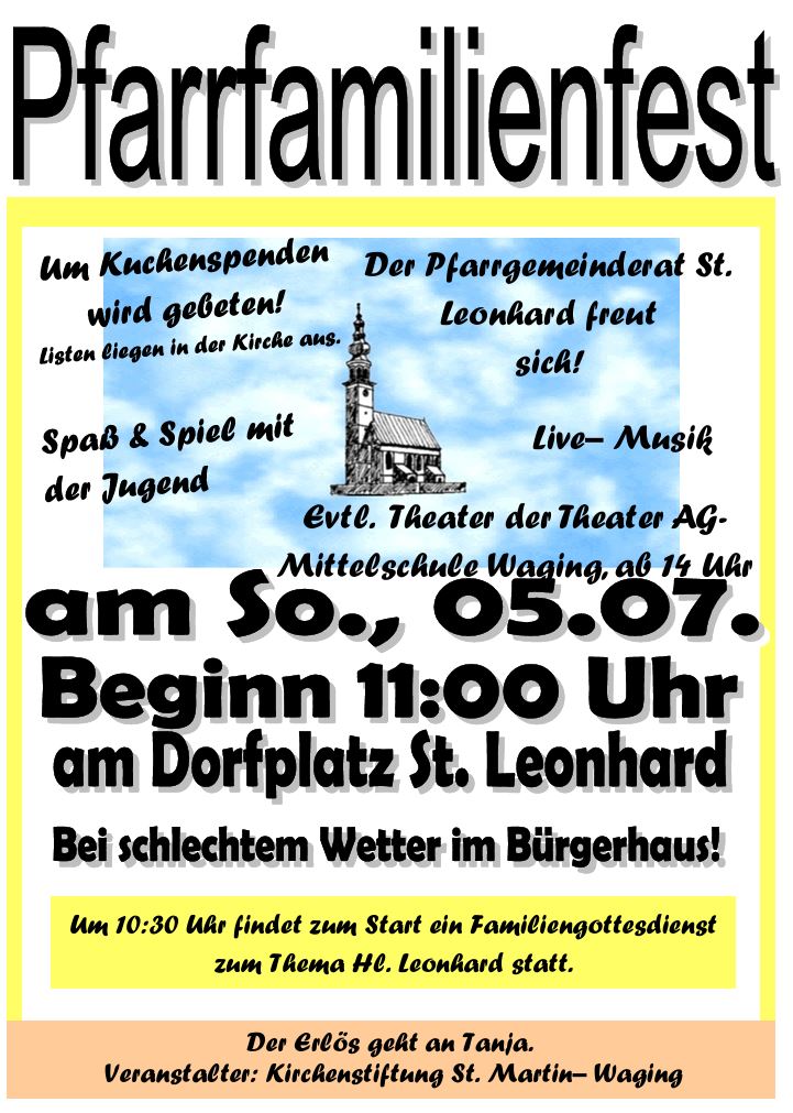 Herzliche Einladung zum Pfarrfamilienfest 2026