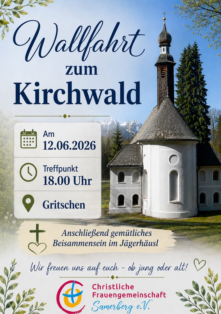 Plakat Kirchwald Wallfahrt Frauengemeinschaft Samerberg