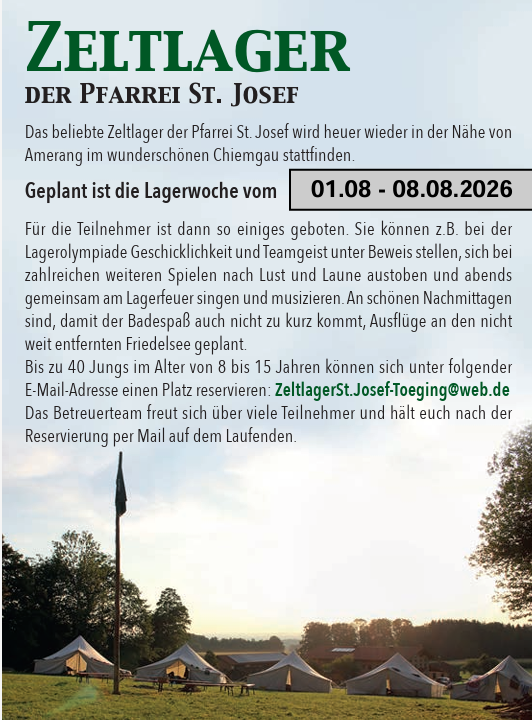 Einladung Zeltlager 2026