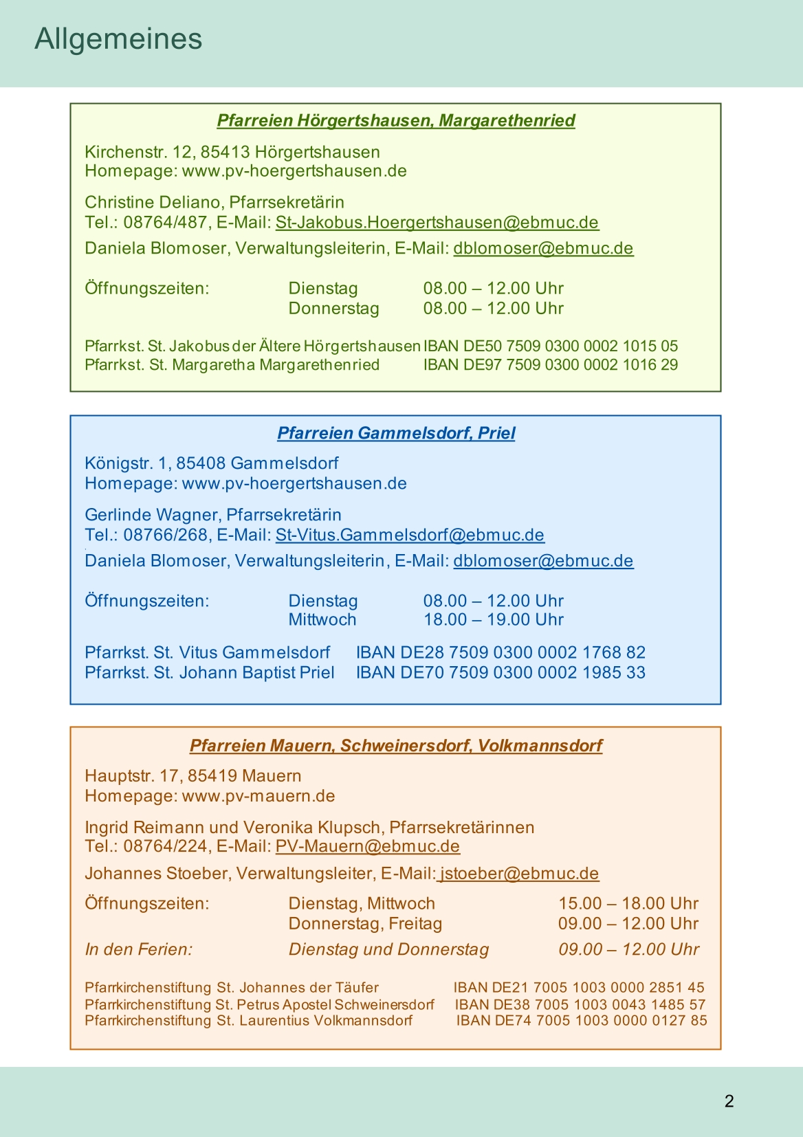 Pfarrblatt für die Pfarrverbände Hörgertshausen-Gammelsdorf und Mauern 08.Juni bis 05.Juli 2026 Seite 02
