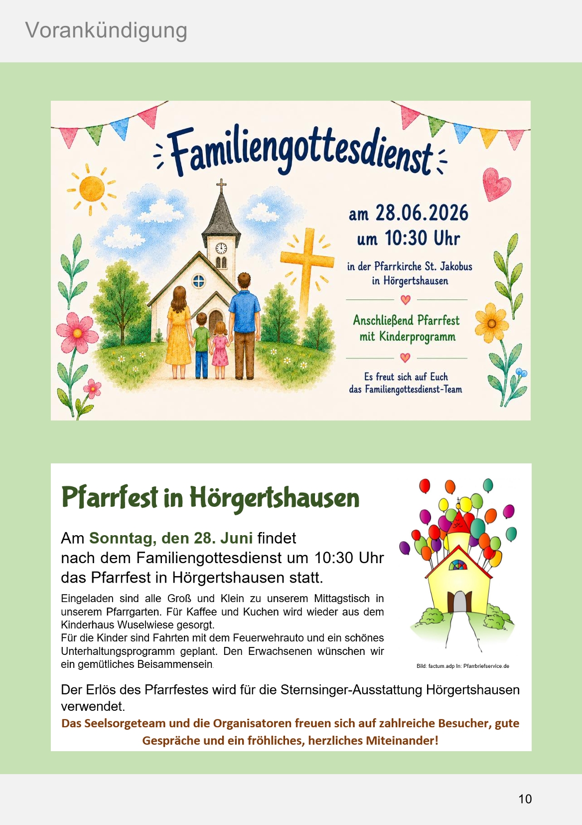 Pfarrblatt für die Pfarrverbände Hörgertshausen-Gammelsdorf und Mauern 08.Juni bis 05.Juli 2026 Seite 10