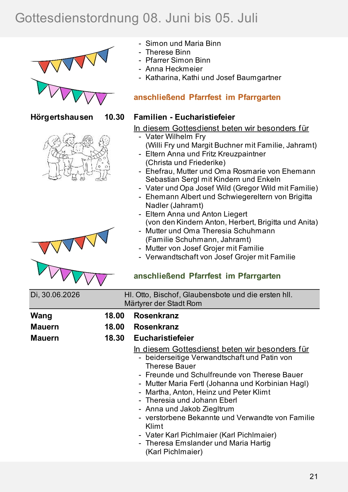 Pfarrblatt für die Pfarrverbände Hörgertshausen-Gammelsdorf und Mauern 08.Juni bis 05.Juli 2026 Seite 21