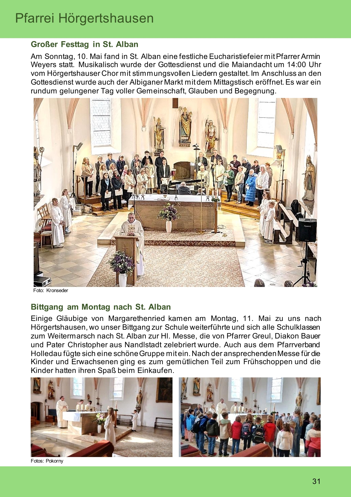 Pfarrblatt für die Pfarrverbände Hörgertshausen-Gammelsdorf und Mauern 08.Juni bis 05.Juli 2026 Seite 31