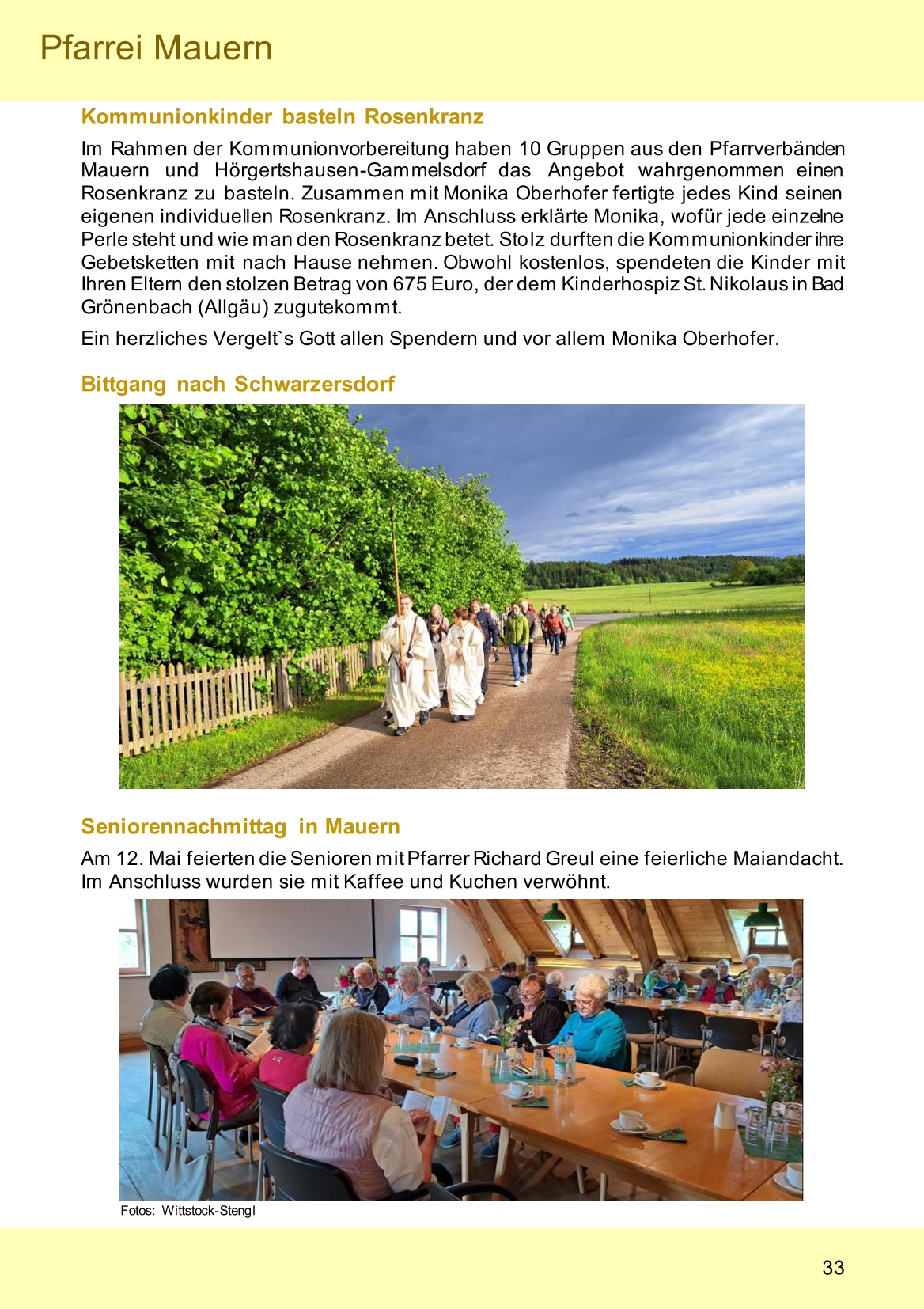 Pfarrblatt für die Pfarrverbände Hörgertshausen-Gammelsdorf und Mauern 08.Juni bis 05.Juli 2026 Seite 33