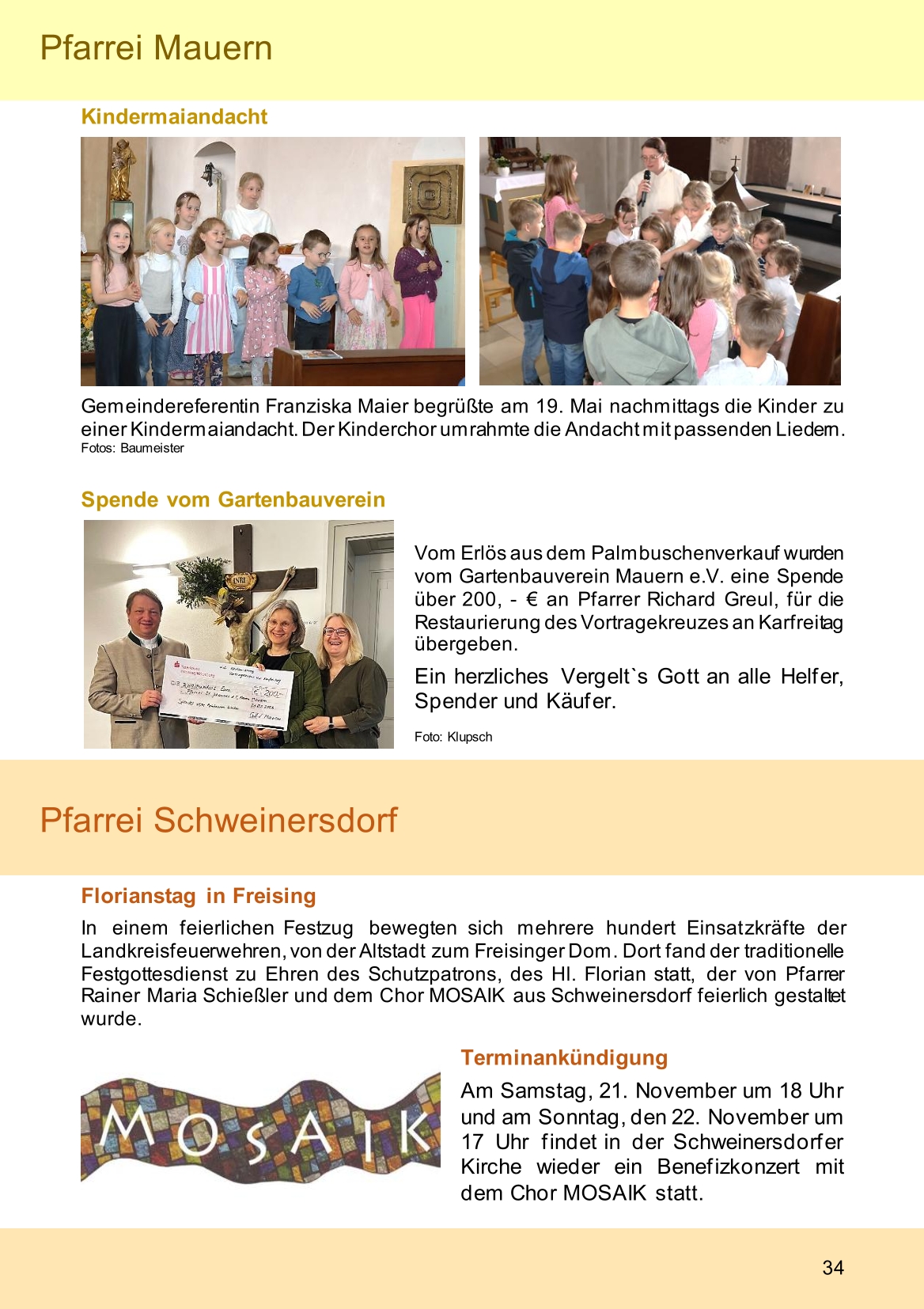 Pfarrblatt für die Pfarrverbände Hörgertshausen-Gammelsdorf und Mauern 08.Juni bis 05.Juli 2026 Seite 34