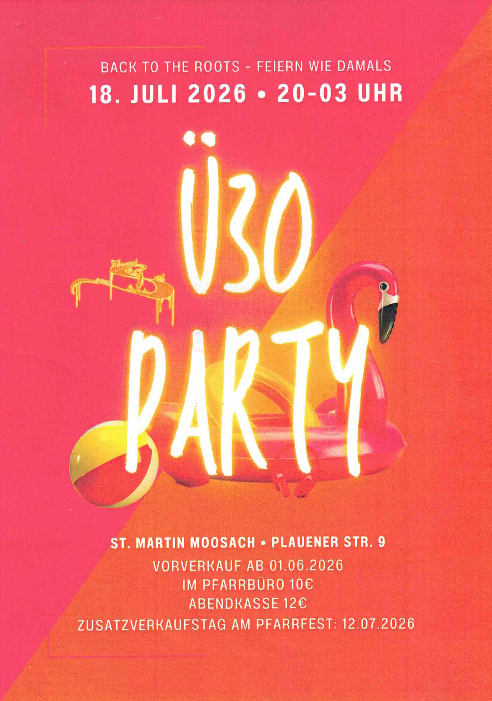 Plakat zur Ü30 Party in St. Martin