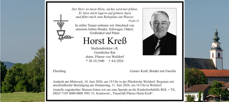 Todesanzeige Pfarrer Kress
