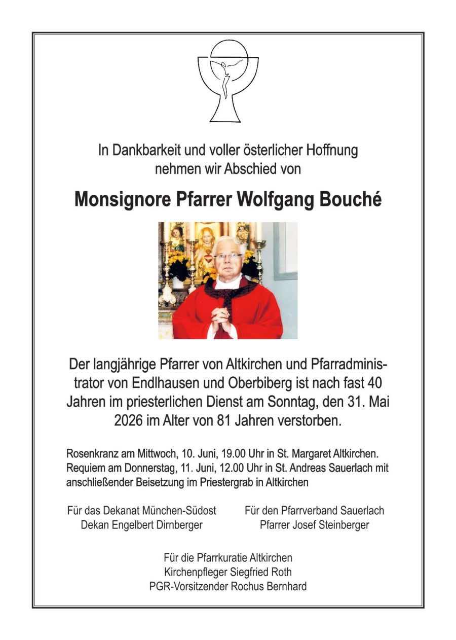 Todesanzeige Monsignore Bouché