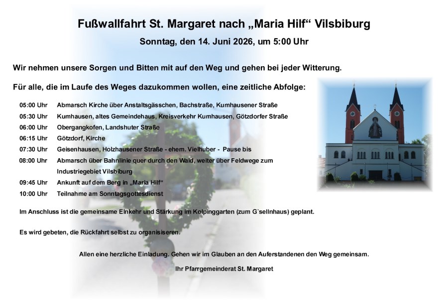 Fußwallfahrt nach Vilsbiburg 2026