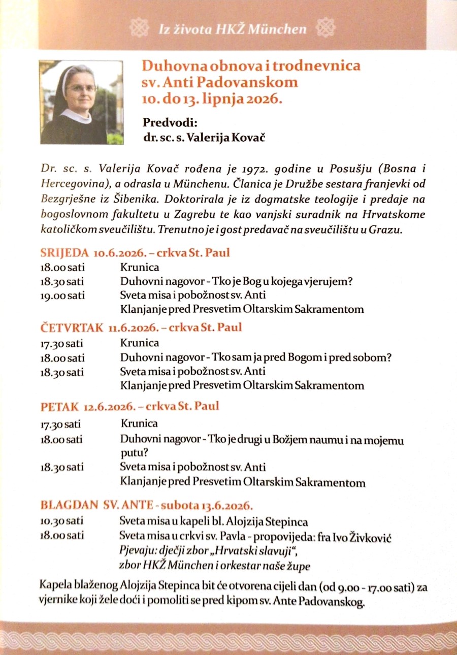Duhovna obnova i trodnevnica program