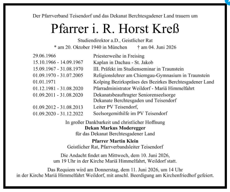 Traueranzeige Horst Kress