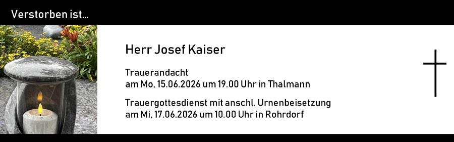 Traueranzeige Kaiser Josef