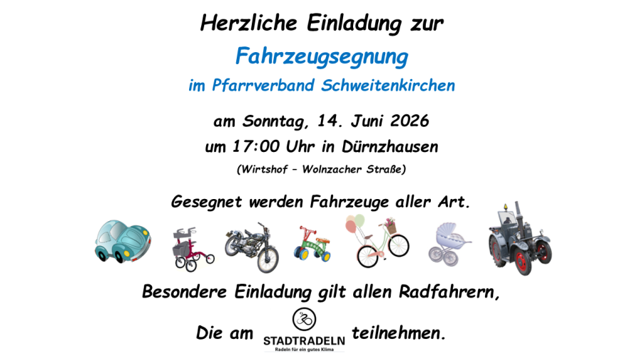 Einladung zur Fahrzeugsegnung