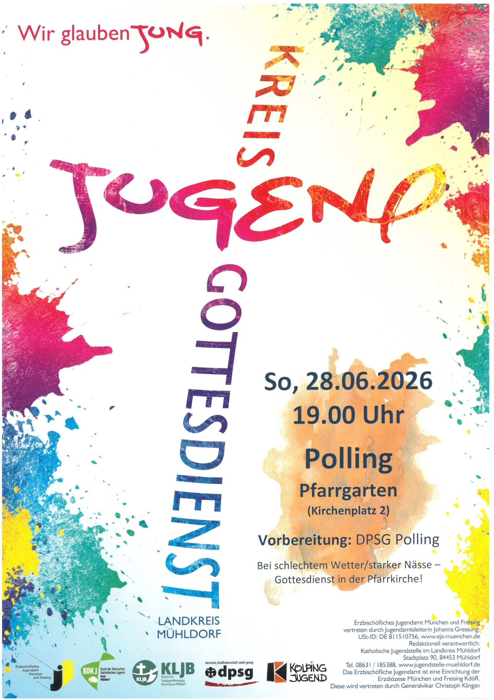 Kreisjugendgottesdienst<br/>28. Juni 2026, 18 Uhr in Polling