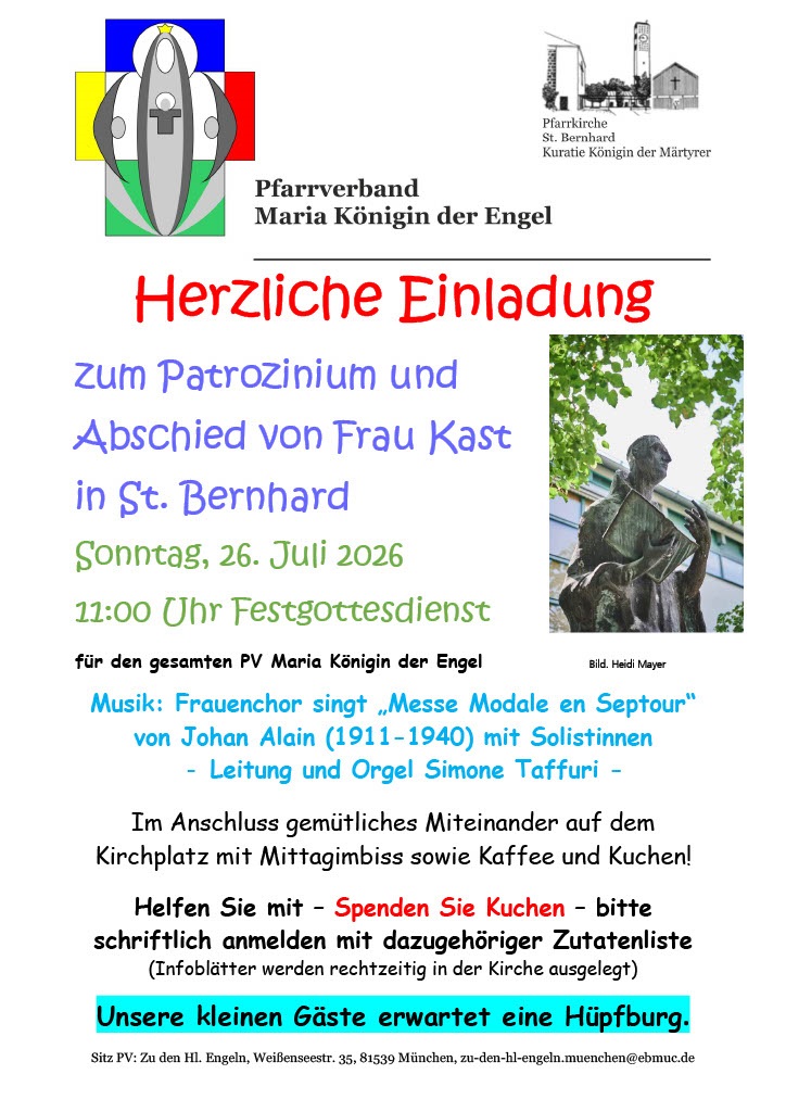Einladung zum Patrozinium in St. Bernhard