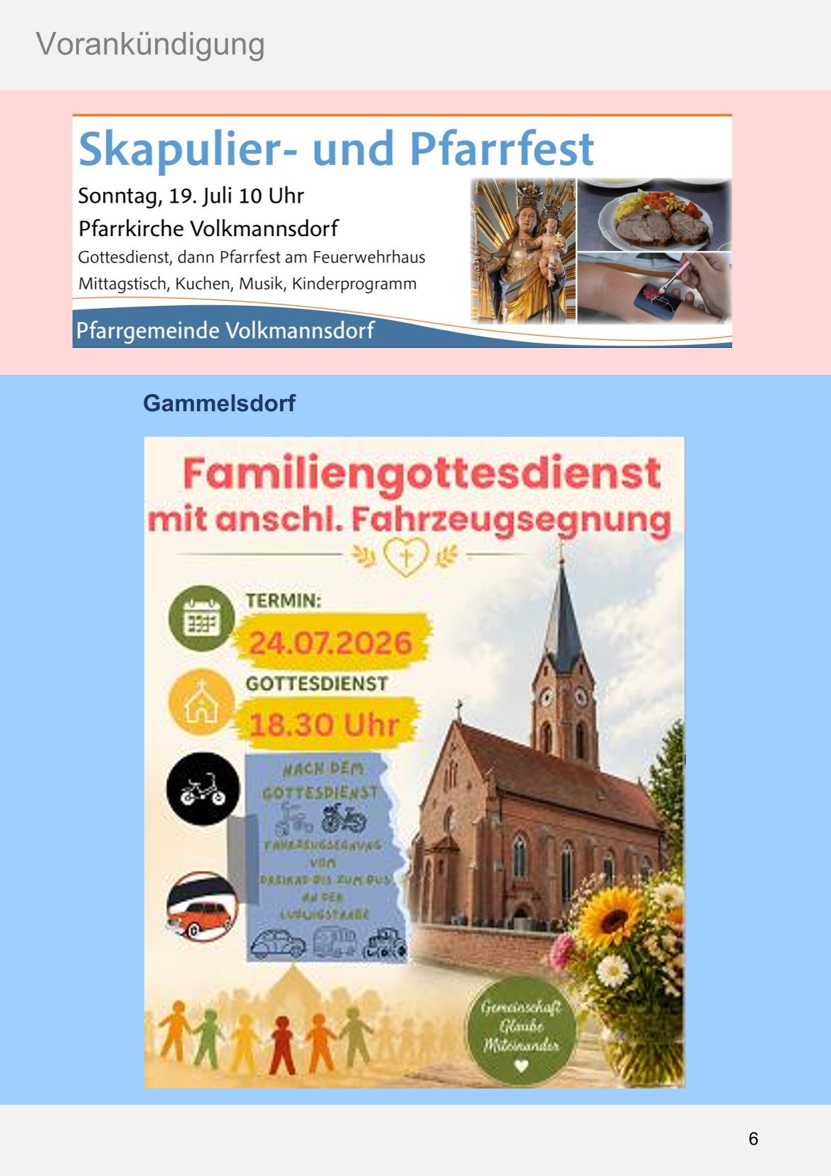 Pfarrblatt für die Pfarrverbände Hörgertshausen-Gammelsdorf und Mauern 06.Juli bis 02.August 2026 Seite 06