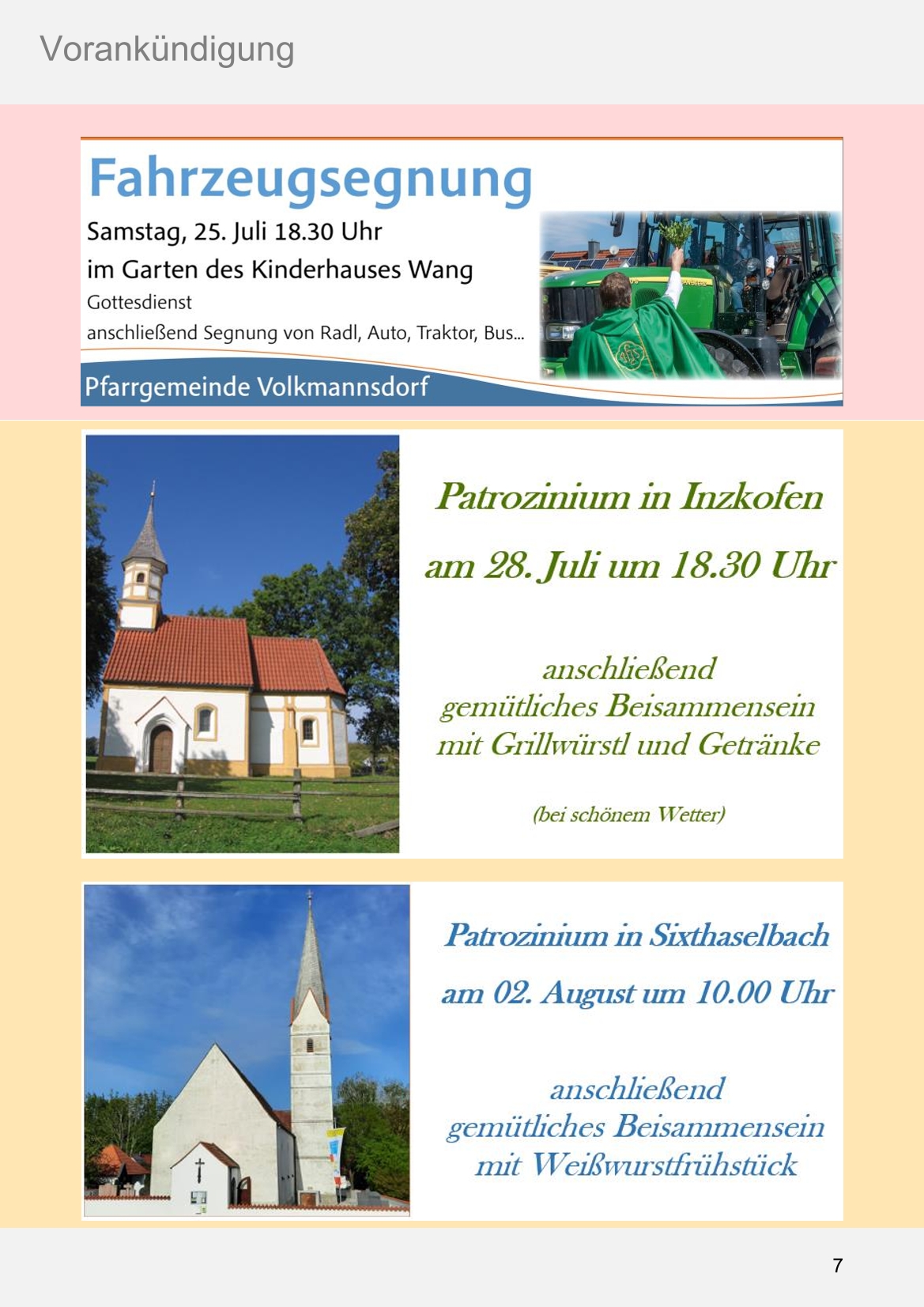 Pfarrblatt für die Pfarrverbände Hörgertshausen-Gammelsdorf und Mauern 06.Juli bis 02.August 2026 Seite 07