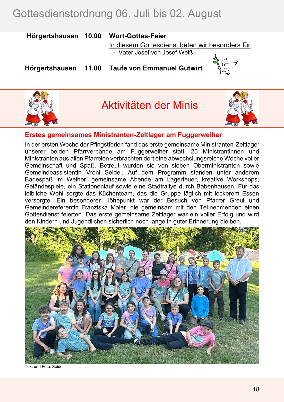Pfarrblatt für die Pfarrverbände Hörgertshausen-Gammelsdorf und Mauern 06.Juli bis 02.August 2026 Seite 18