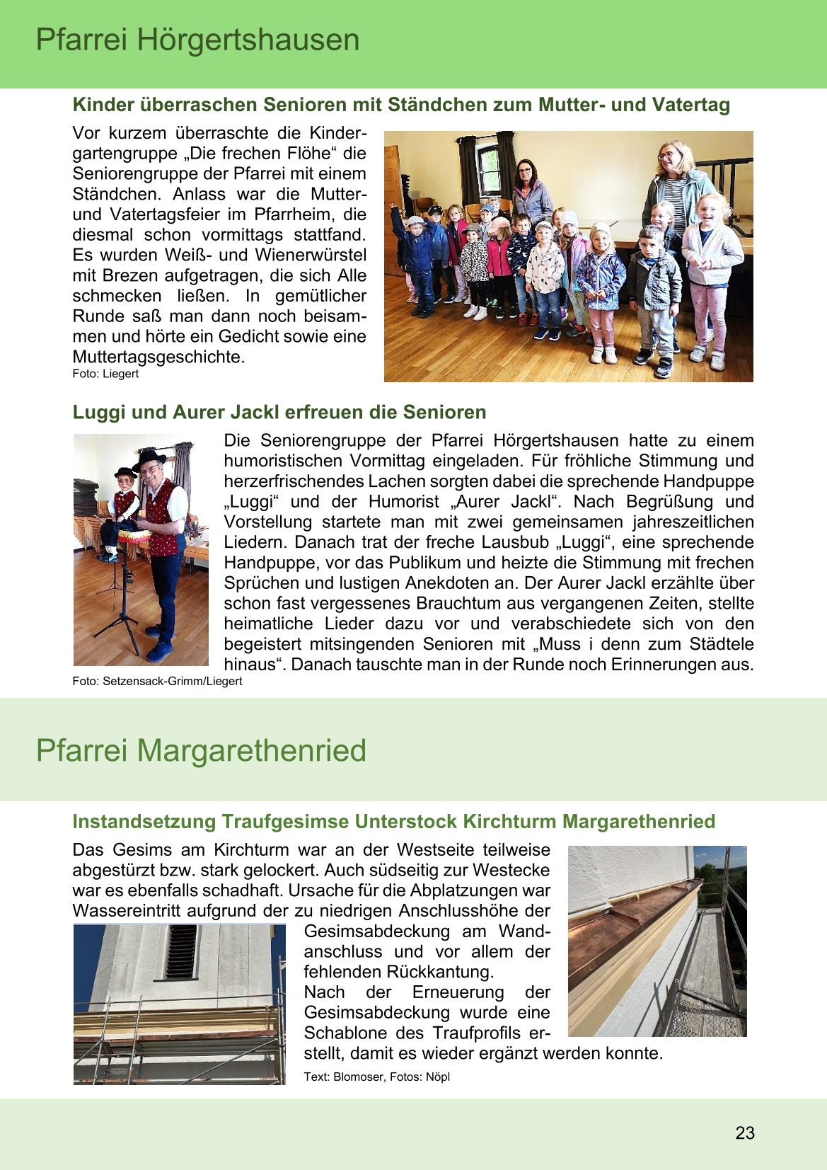 Pfarrblatt für die Pfarrverbände Hörgertshausen-Gammelsdorf und Mauern 06.Juli bis 02.August 2026 Seite 23