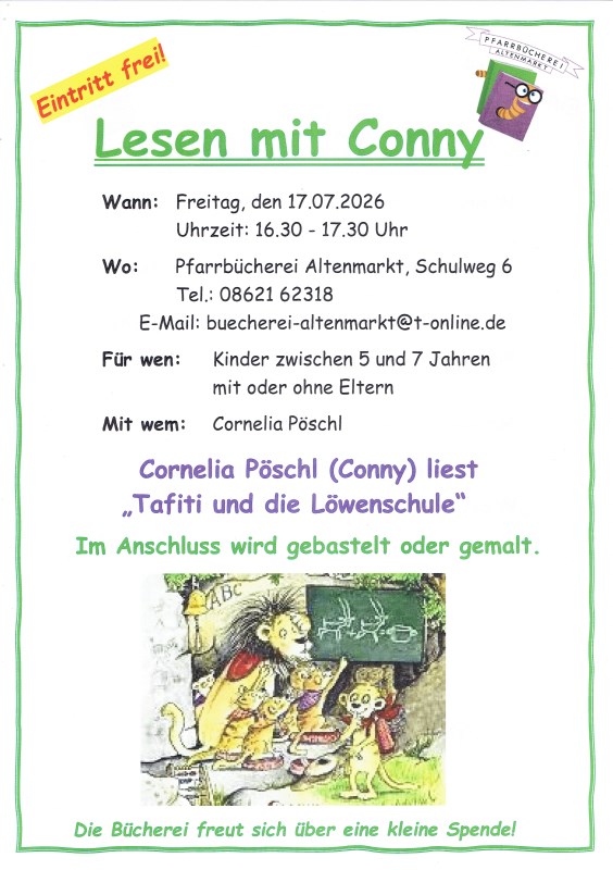 Plakat Lesen mit Conny im Monat Juli