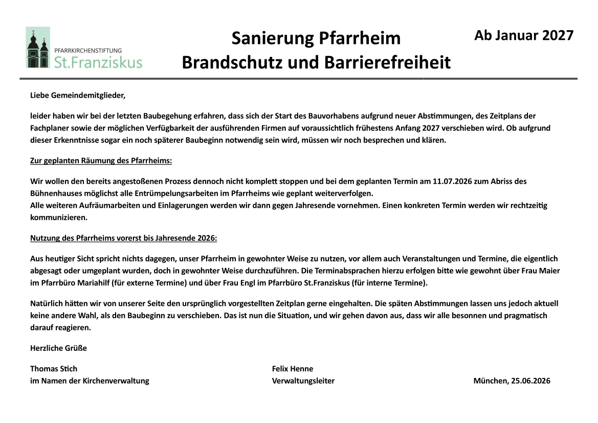 zur Pfarrheim Sanierung