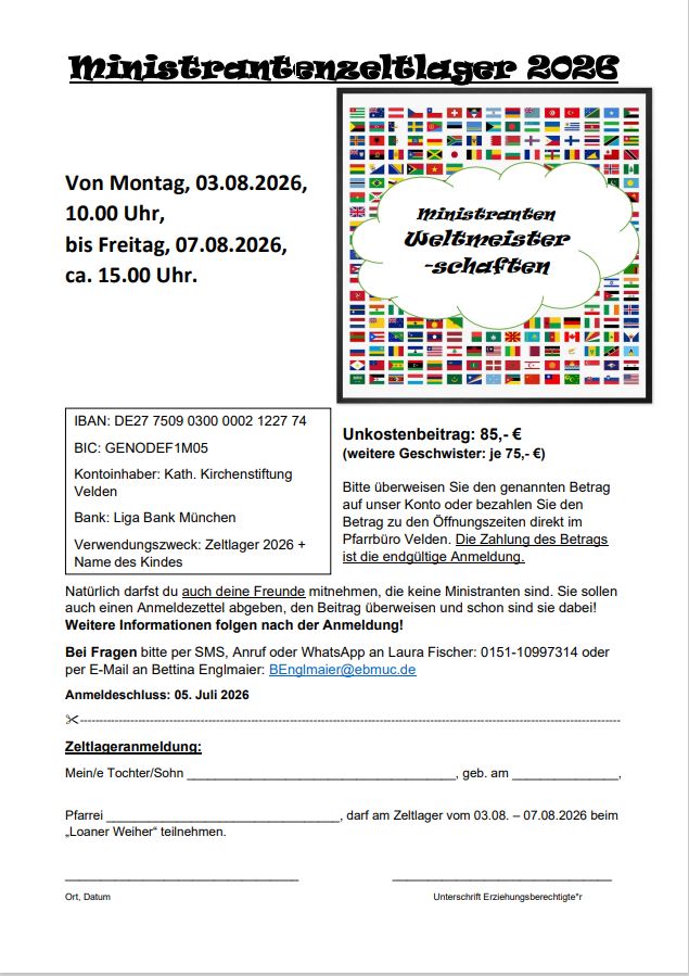 Ministrantenzeltlager 2026 Velden
