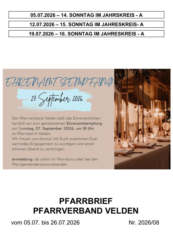 Deckblatt für Pfarrbrief
