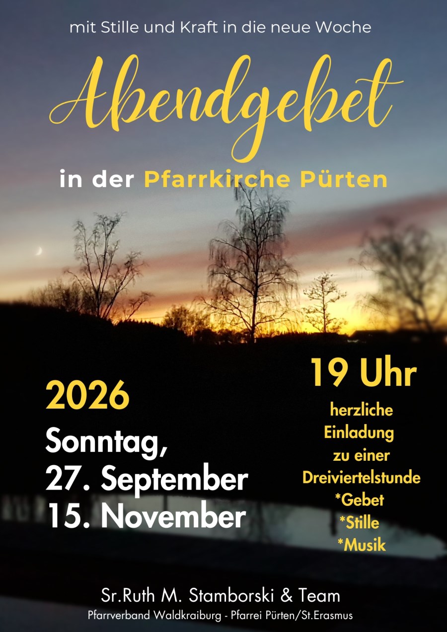 Abendgebet Pürten September und November 2026