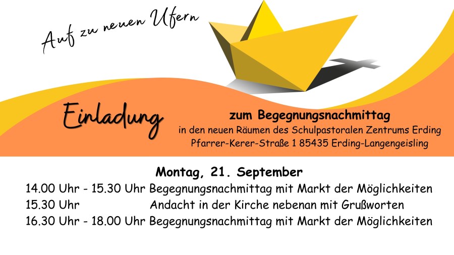 Einladung zum Begegnungsnachmittag im Schulpastoralen Zentrum Erding am 21. September 2026