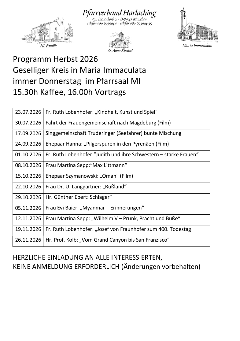 Geselliger Kreis Herbst 2026