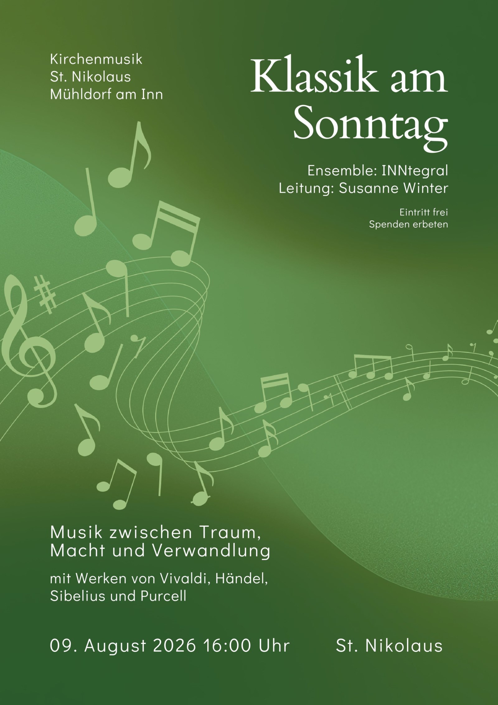 Einladung zu "Klassik am Sonntag" am 9. August 2026 um 16 Uhr in St. Nikolaus
