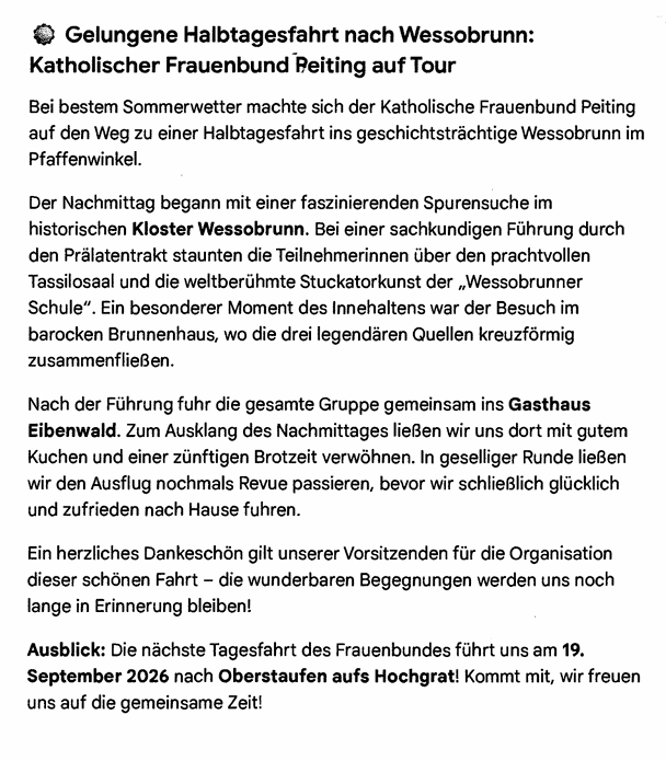 Text Halbtagesfahrt Wessobrunn 2026 neu