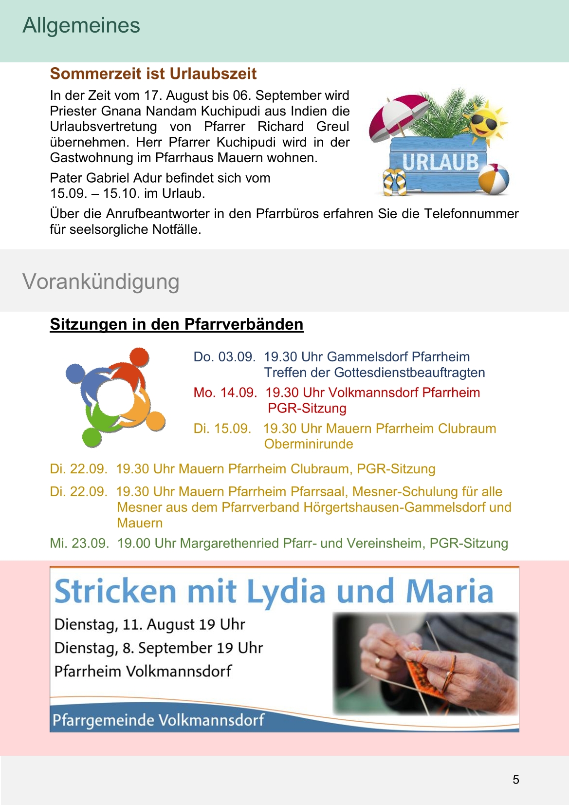 Pfarrblatt für die Pfarrverbände Hörgertshausen-Gammelsdorf und Mauern 03.August bis 04.Oktober 2026 Seite 05