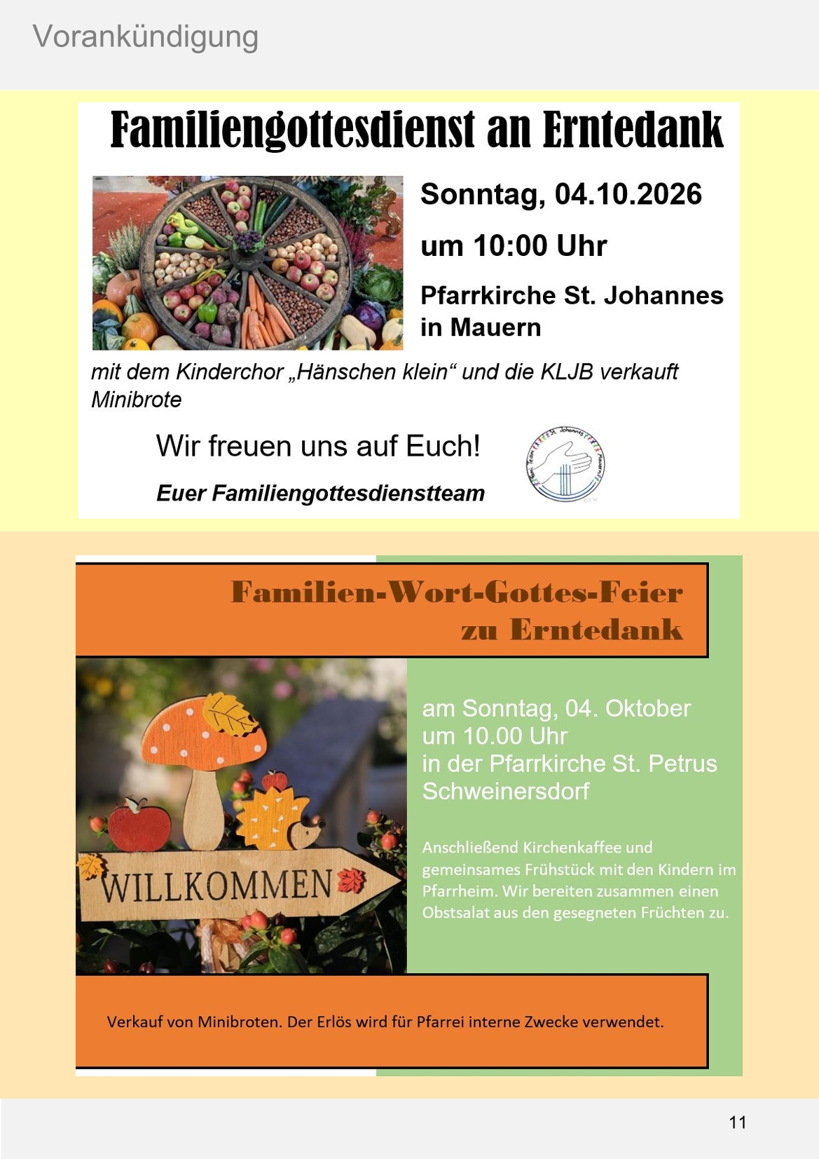 Pfarrblatt für die Pfarrverbände Hörgertshausen-Gammelsdorf und Mauern 03.August bis 04.Oktober 2026 Seite 11