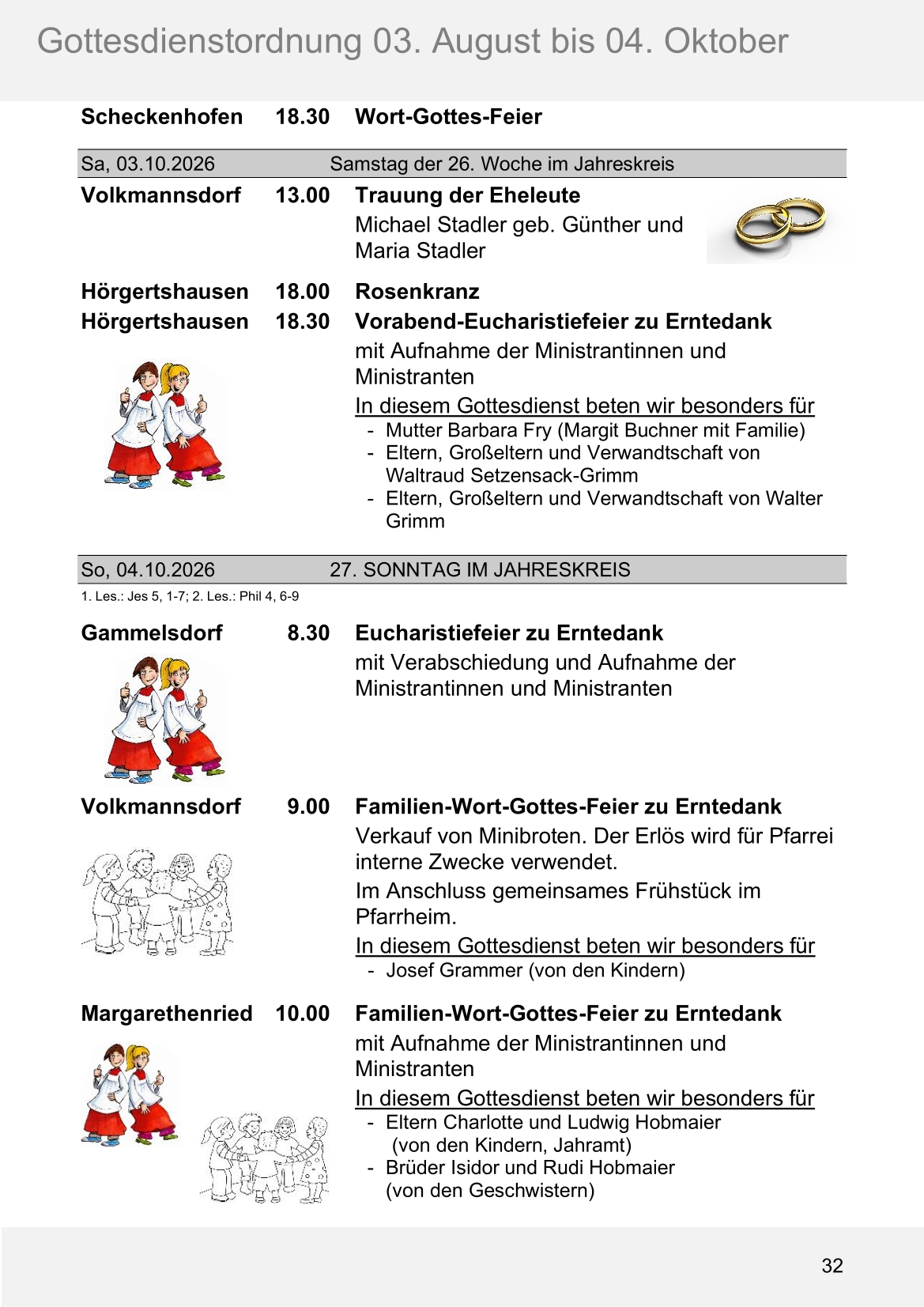 Pfarrblatt für die Pfarrverbände Hörgertshausen-Gammelsdorf und Mauern 03.August bis 04.Oktober 2026 Seite 32