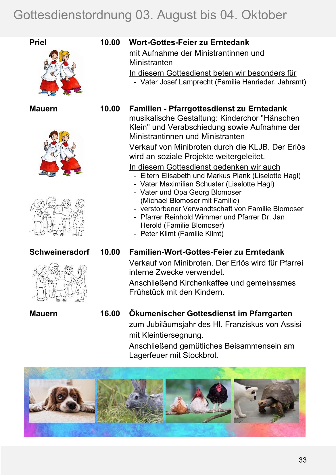 Pfarrblatt für die Pfarrverbände Hörgertshausen-Gammelsdorf und Mauern 03.August bis 04.Oktober 2026 Seite 33