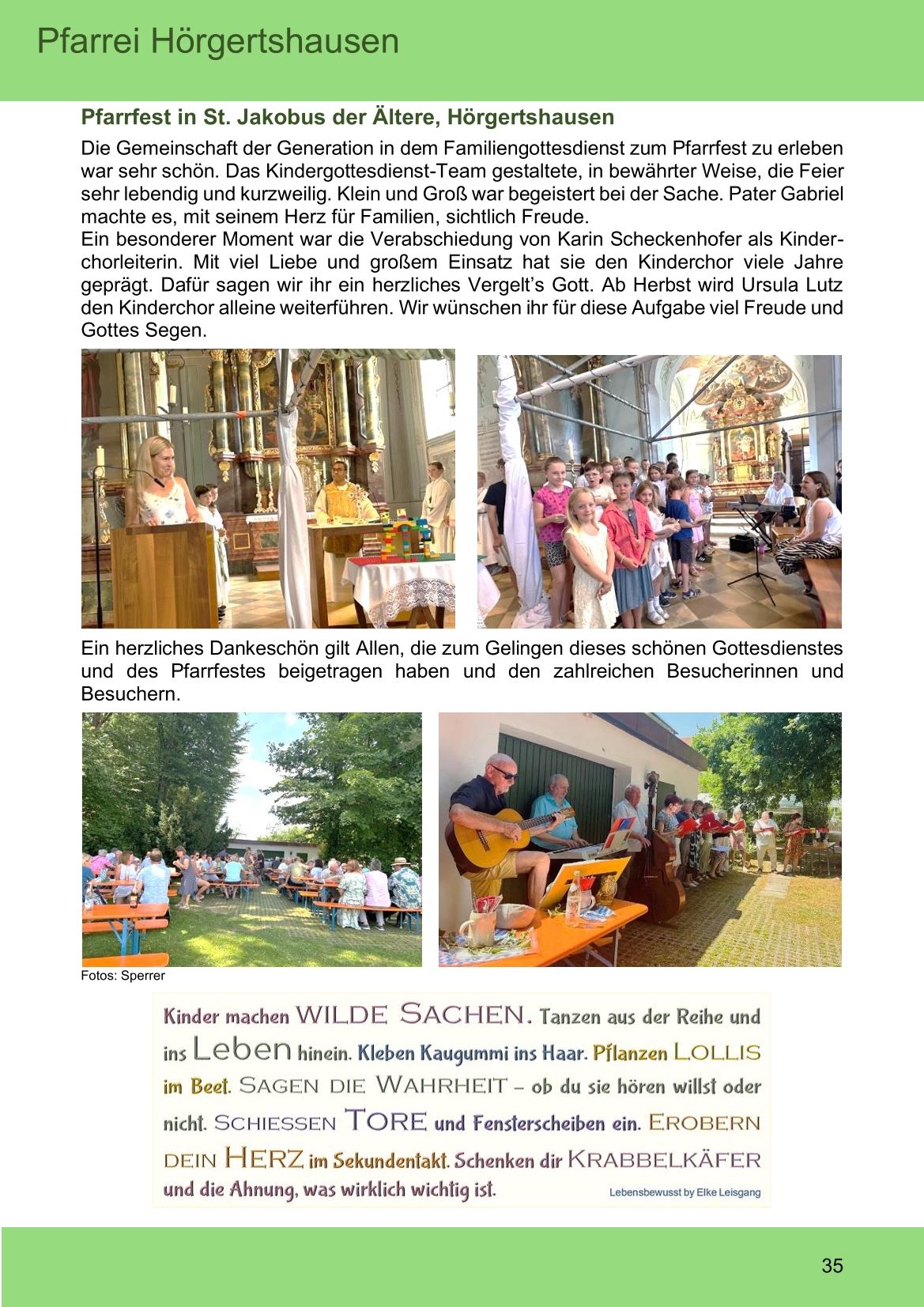 Pfarrblatt für die Pfarrverbände Hörgertshausen-Gammelsdorf und Mauern 03.August bis 04.Oktober 2026 Seite 35