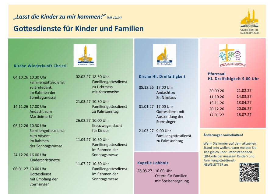 Übersicht Kinder- und Familiengottesdienste Sept 2026 - Juli 2027