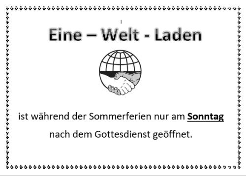 Eine Welt Laden Sommer 2026