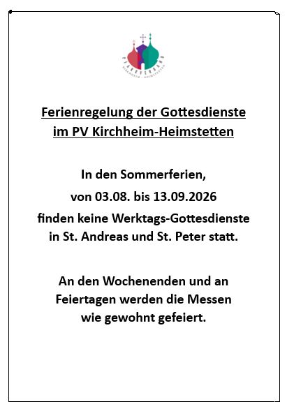 Gottesdienstet in den Sommerferien 2026